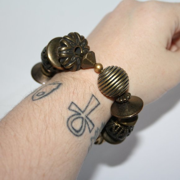 Vintage bronze beaded bracelet 7" - Picture 4 of 4